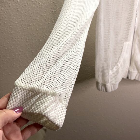 Wishful Thinking Women White Mesh Hooded full Zip Jacket Size S - Picture 3 of 4